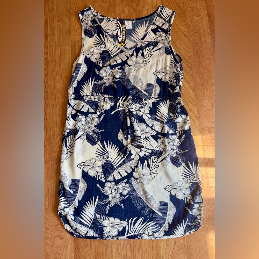 NWT Palmwave Hawaii Women’s Sleeveless Blue & White Floral Aloha Dress Size M - Picture 8 of 11
